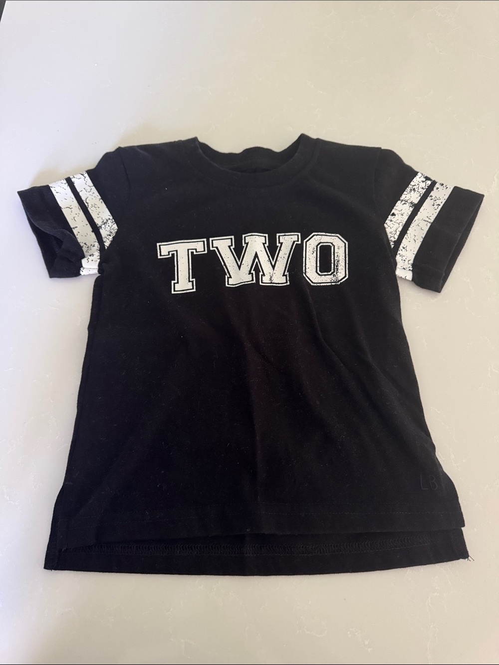 Little Bipsy Black Tee with White 'TWO' Graphic